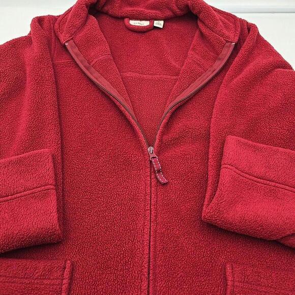LL Bean Women’s Winter‎ Fleece Robe Grandma Country warm Zip Front Red Size M - Picture 7 of 10